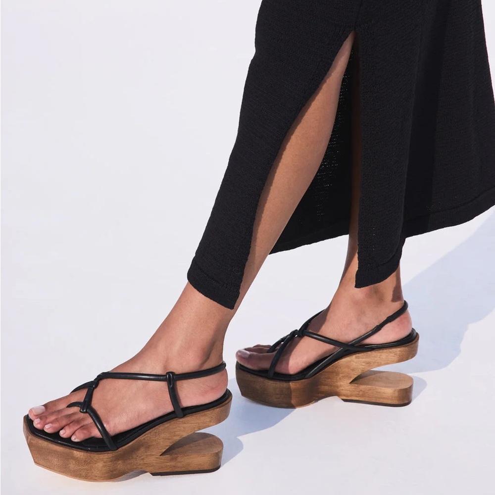 Cult Gaia Nela Wooden Platform Sandals Shoes Size 41 EU 11 US Black